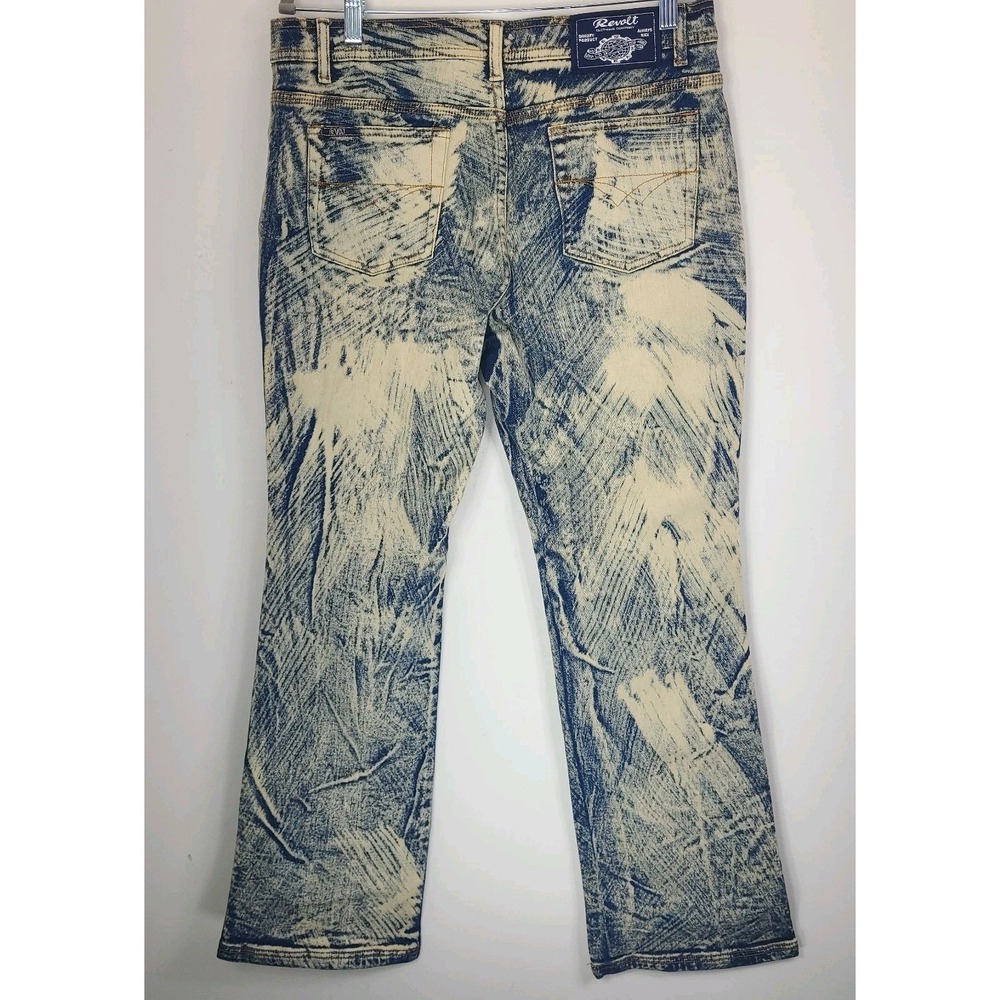 Revolt Jeans‎ Womens 15/16 Acid Wash Flare Jeans High Rise Stretch Y2K NWT - Picture 4 of 5